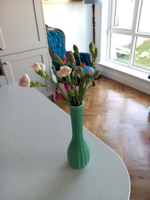 Mini glass vase light green vintage flowers table small