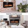 Electric Fireplace Touch Screen Glass Panel Colorful Flame Insert Wall Mounted Heater 1800W(102CM, Black) Image 4