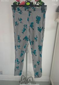 leggings topshop leggings size 10 black & white floral print