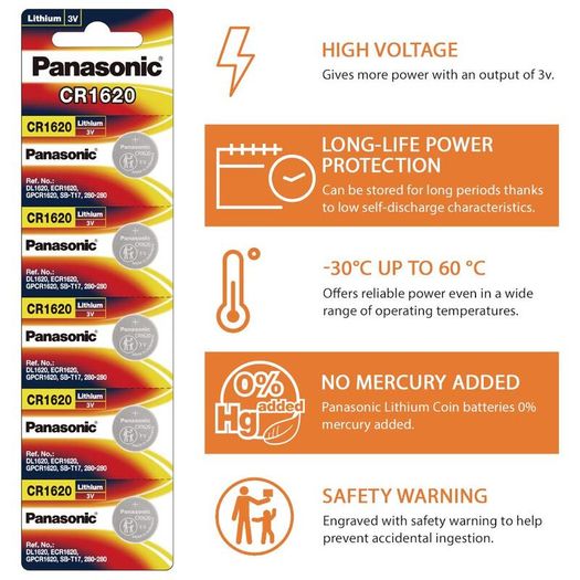 Panasonic CR1620 5PCS Lithium Batteries