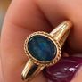 Vintage 9ct Gold Blue Cabochon Ring New Old Stock Image 2