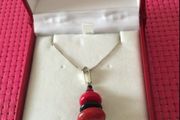 Red Coral Sterling Silver Necklace