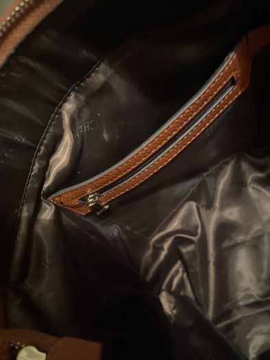 brown leather bag
