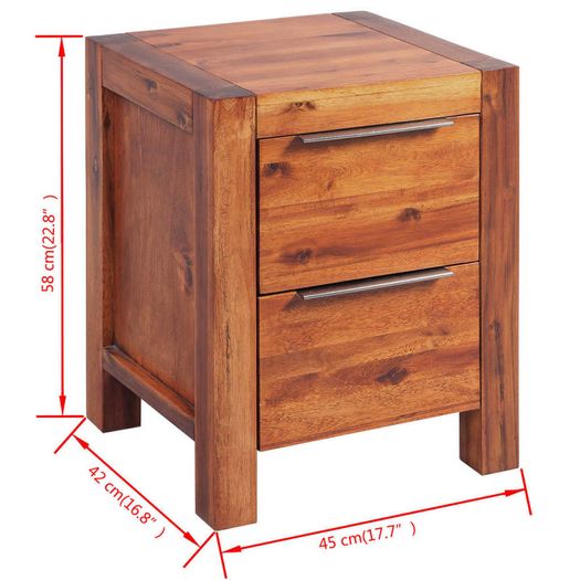 Bedside Cabinet Solid Acacia Wood Brown 45x42x58 cm