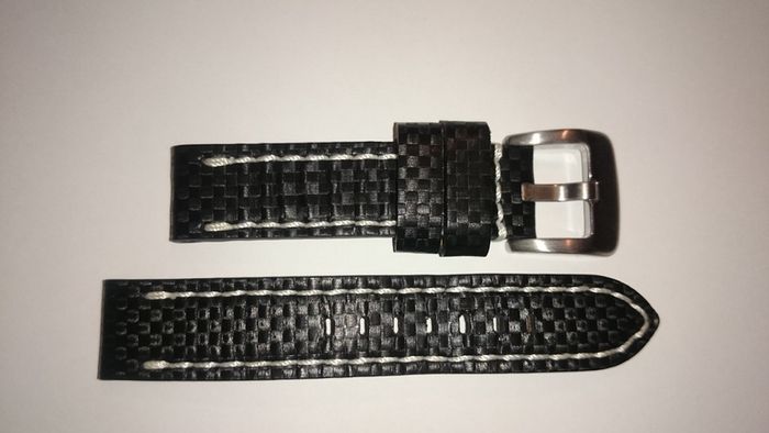20mm Leather Watch Band with Satin Finished Stainless Steel Buckle