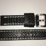20mm Leather Watch Band with Satin Finished Stainless Steel Buckle Image 2