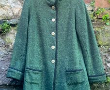 Avoca - Womens Lambswool Button Up Jacket - Green Tweed - Sz 1