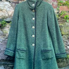 Avoca - Womens Lambswool Button Up Jacket - Green Tweed - Sz 1