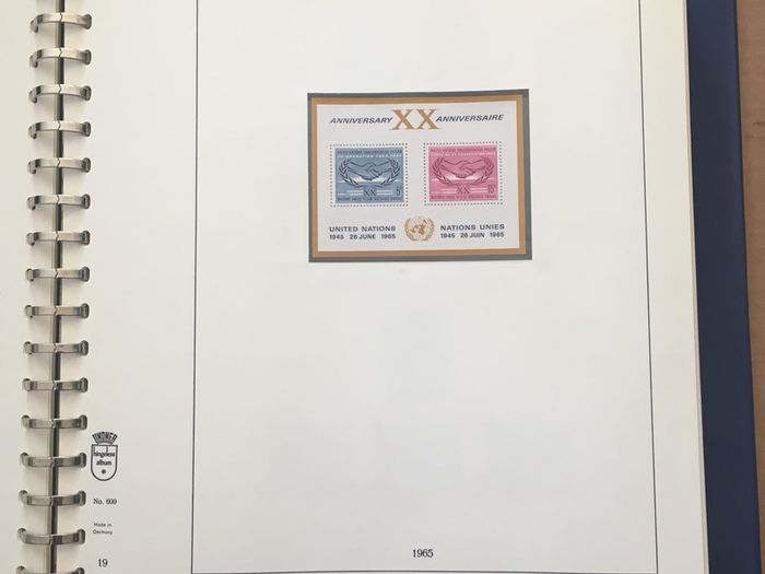 1951-1980s United Nations Stamp Collection Mint Never Hinged (MNH) in Lindner Pages housed in album (60 images showing contents)