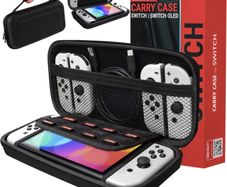 Carry Case Compatible with Nintendo Switch and New Switch OLED Console - Black Protective Hard Portable Travel Carry Case Shell Pouch with Pockets for Accessories and Games (FREE POSTAGE)