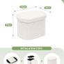 Small Ottoman Storage Stool, Oval Folding Boucle Footstool, Foldable Foot Rest, for Living Room, Bedroom, Dorm,41x31x31cm,White Image 2