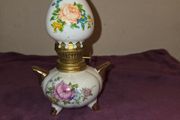 Vintage Miniature White Floral Oil Lamp