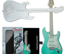 FENDER Stratocaster Guitar 1 Oz Silver Coin 2 Dollars Solomon Islands 2022