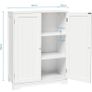 Bathroom Storage Cabinet Sideboard White 60x30x80 cm Free Standing MDF Painted 180 Degree Open 2 Doors 3 Shelves (FREE POSTAGE) Image 3