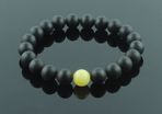 Unisex Black and Butterscotch Elastic Baltic Amber Beaded Bracelet for Men Women