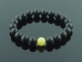Unisex Black and Butterscotch Elastic Baltic Amber Beaded Bracelet for Men Women