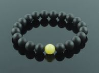 main image for ad Unisex Black and Butterscotch Elastic Baltic Amber Beaded Bracelet for Men Women