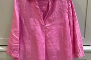 Qui womens designer brand hot pink linen blouse with three quarter length sleeves BRAND NEW WITH TAGS
