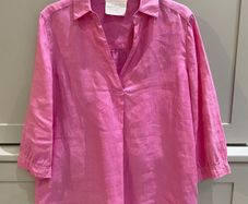 Qui womens designer brand hot pink linen blouse with three quarter length sleeves BRAND NEW WITH TAGS