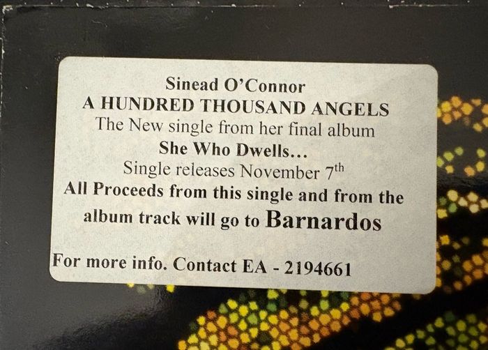Mega-rare Sinead O'Connor single, 'A Hundred Thousand Angels'. Released in aid of Banardos.