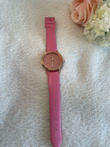 SOKI Rose Gold & Vibrant Pink Glitter Dial Watch