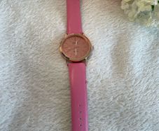 SOKI Rose Gold & Vibrant Pink Glitter Dial Watch