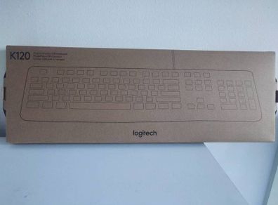 Logitech K120 Wired Keyboard, Plug and Play, Full-Size, Spill-Resistant, Curved Space Bar, Compatible with PC, Laptop - Black