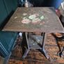 Antique Edwardian folk art handpainted fl9ral side table 2 tier Image 9