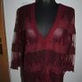 Next burgundy V-neck lace embroidered top size UK14 EU42 Perfect condition Postage included Image 2