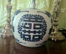 Antique blue and white ginger jar