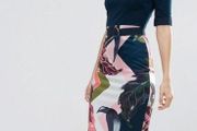 Ted Baker Midi Dress - Navy Floral - Size 3 UK 12 - RRP 195