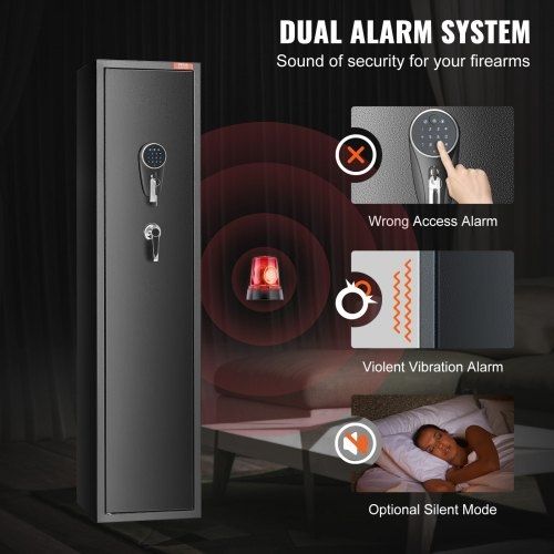 5 Rifles Gun Safe, Rifle Safe with Fingerprint & Digital Lock, Gun Storage Cabinet with Built-in Storage Locker, Removable Storage Shelf for Home Long Gun and Pistols