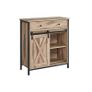 Cabinet with Sliding Door Storage Cabinet, Kitchen Cupboard with Sliding Door, Open Compartment, Adjustable Shelf, Industrial, for Hallway, Living Room, Kitchen, Study, Vintage Brown-Black, Image 5