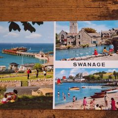 Old Postcard Swanage (Multiview), Dorset, England, John Hinde - free standard postage