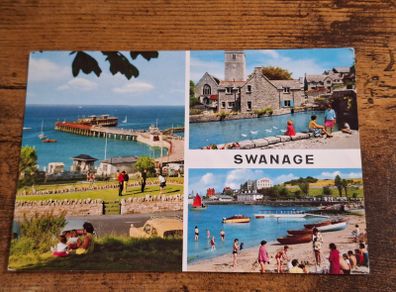 Old Postcard Swanage (Multiview), Dorset, England, John Hinde - free standard postage