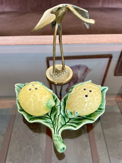 Vintage Collectable Portuguese Lemon Condiment  Shakers Bordallo Pinheiro