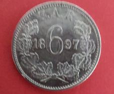 South Africa 1897 6 pence Kruger Silver Coin