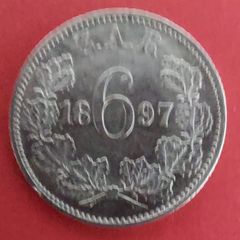 South Africa 1897 6 pence Kruger Silver Coin