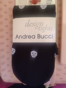 Andrea Bucci skulls black design tights size Large