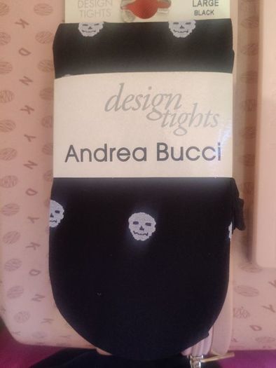 Andrea Bucci skulls black design tights size Large