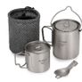 BRAND NEW Lightweight Titanium 3 Pcs Titanium 750ml Pot 420ml Water Cup Mug with Lid Folding Spork for Outdoor Camping Image 3