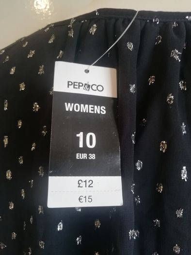 Pep & Co Ladies Top Blouse New With Tags Black & Silver Size 10