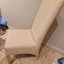 solid oak dining table & 6 cream leather Chairs Image 6