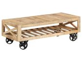 Coffee Table with Wheels Solid Mango Wood 110x50x37 cm