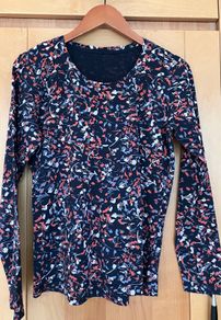 Ladies Navy Cotton Long Sleeve T Shirt