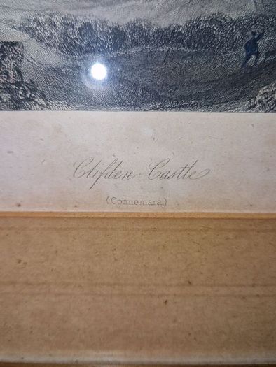 Antique engraving of Clifden Castle framed