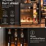 LED Bar Cabinet with Fluted Glass Doors 88cm Drinks & Wine Storage Sideboard Image 3