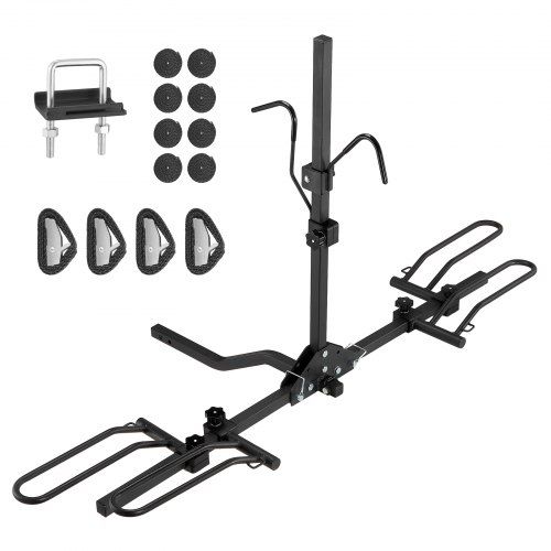 Bike Rack, 2-Bike Platform Style, 80 LBS Max Capacity Bike Rack Hitch for 1.25-/2-inch Receiver, Titling and Folding Bike Carrier with Tires up to 2.4" Wide, for Car, SUV, Truck, RV