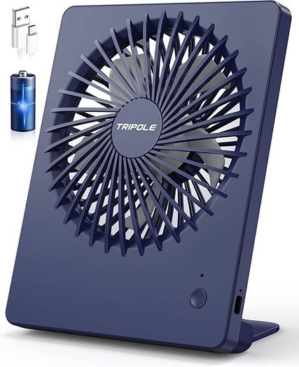 USB Desk Fan, 2000mAh Portable USB Fan 3 Speeds Rechargeable Mini Fan Battery Fan Last 4-16hrs, 180 Degree Adjustable Table Cooling Fan 30dB Silent Fan for Bedroom, Office, Library, Travel (FREE POSTAGE)