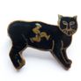 Antique Black Cat Enamel Pin Badge - Isle Of Man Lucky Charm c.1920 Image 2